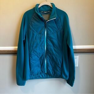 Athleta Quilted Hybrid Lightweight Teal Blue Full Zip Jacket
